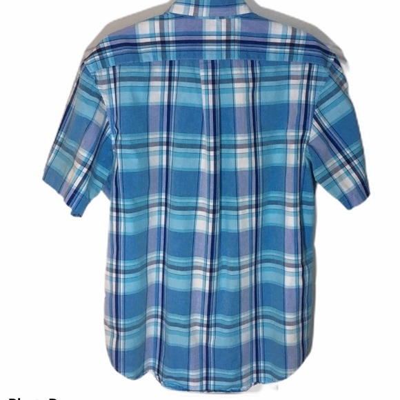 🍁US Polo Assn blue plaid short sleeve button down - Picture 2 of 6